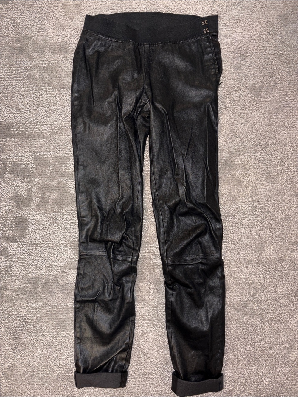 Elise Overland Black PU Leather Waistband pants